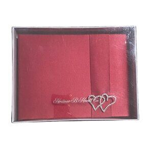 Hortense B. Hewitt Co.‎ Red Satin Guestbook Heart Rhinestones Wedding Event NEW